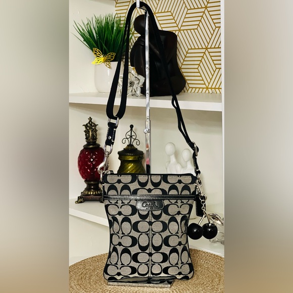 Coach Signature Black and Cream Crossbody Bag - Picture 2 of 2